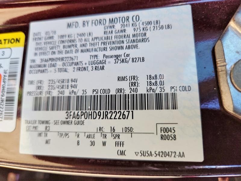 2018 FORD FUSION SE 13
