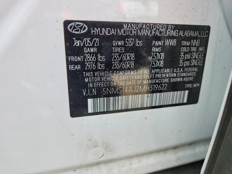2021 HYUNDAI SANTA FE SE 14