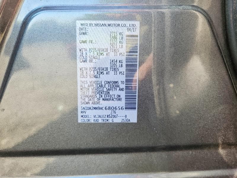 2017 NISSAN PATHFINDER SV 13