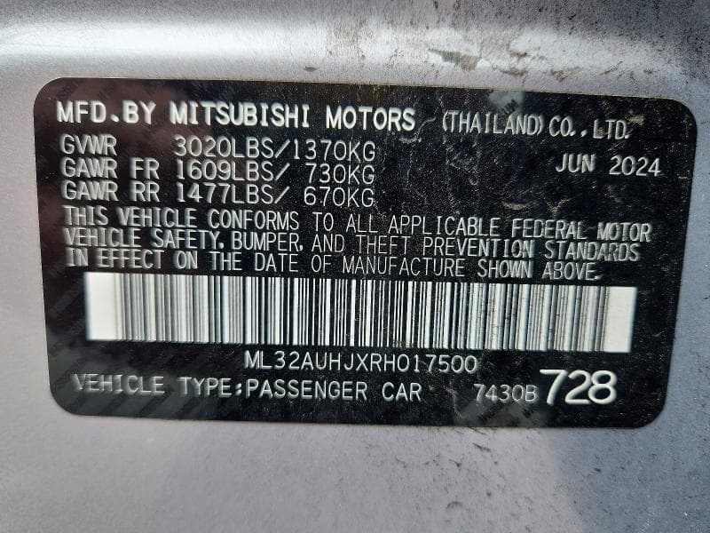 2024 MITSUBISHI MIRAGE ES 12