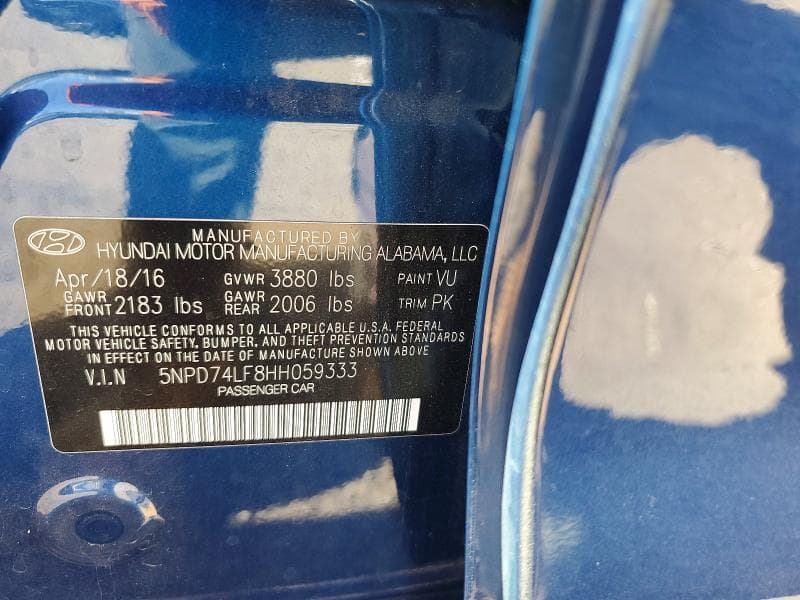2017 HYUNDAI ELANTRA SE 12