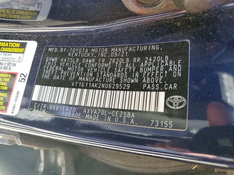 2022 TOYOTA CAMRY SE 12
