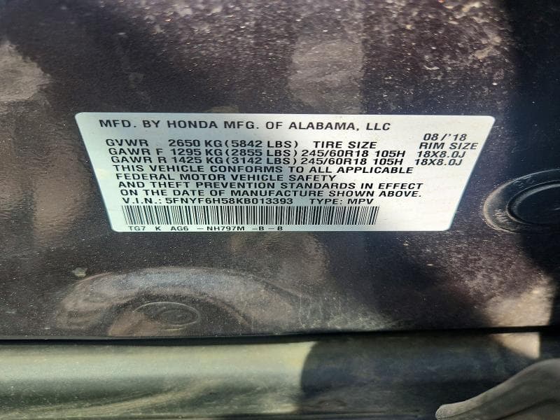 2019 HONDA PILOT EXL 13
