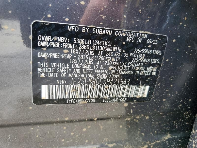 2025 SUBARU FORESTER LIMITED 13