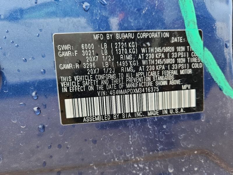 2021 SUBARU ASCENT LIMITED 14