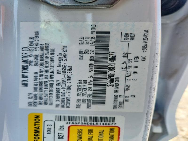 2020 FORD FUSION SE 12