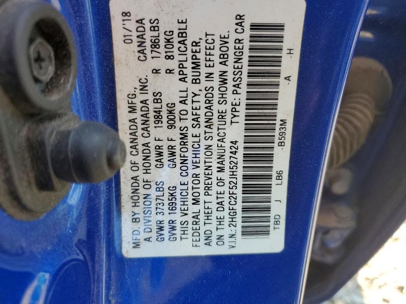 2018 HONDA CIVIC LX 12