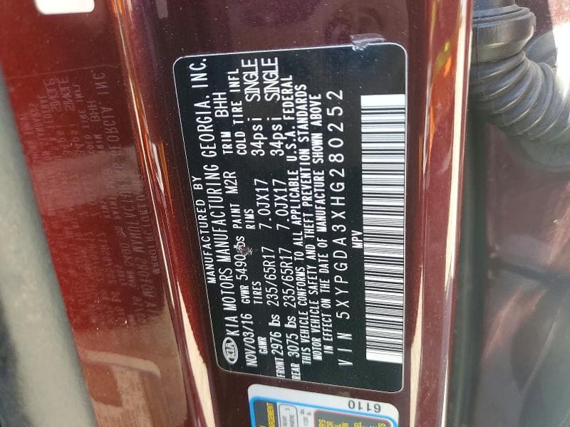 2017 KIA SORENTO LX 13