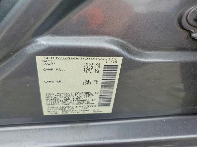 2019 NISSAN ALTIMA SV 12