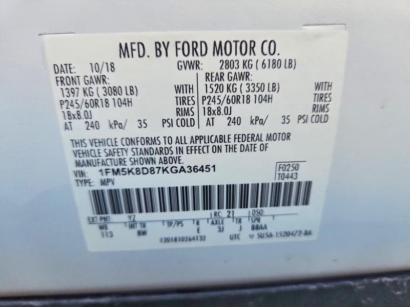 2019 FORD EXPLORER XLT 13