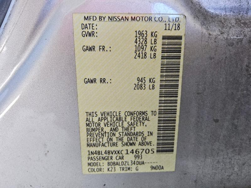 2019 NISSAN ALTIMA S 13