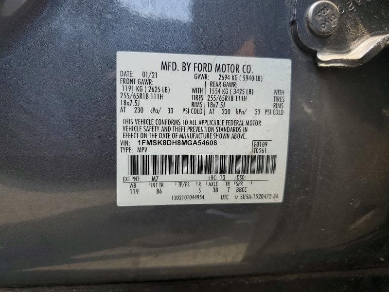 2021 FORD EXPLORER XLT 12