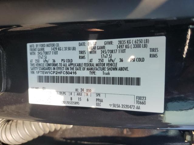 2017 FORD F150 SUPERCREW 12