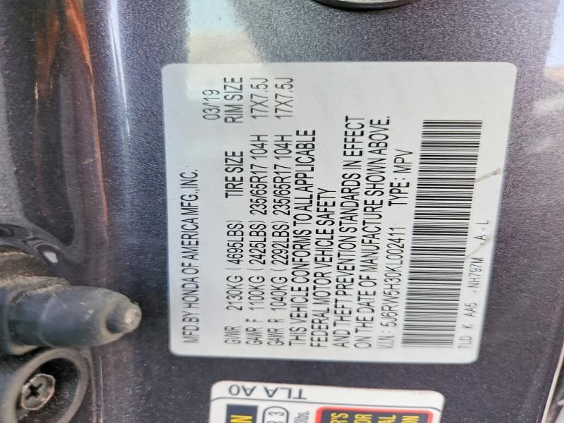 2019 HONDA CR-V LX 13