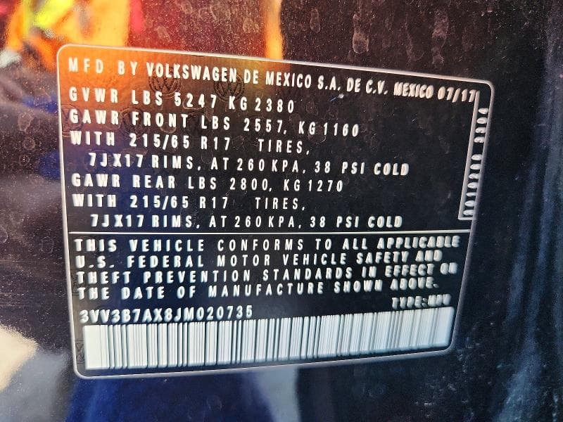 2018 VOLKSWAGEN TIGUAN SE 13