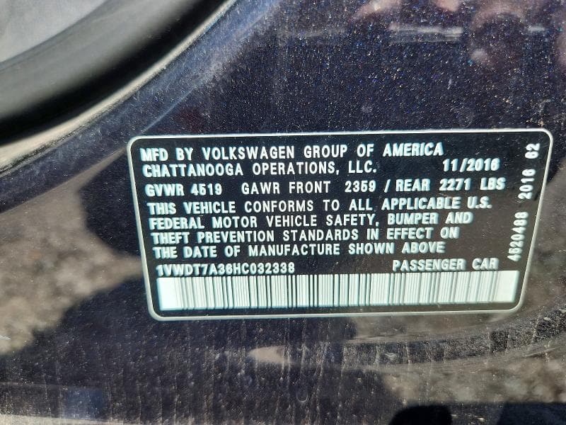 2017 VOLKSWAGEN PASSAT R-LINE 12