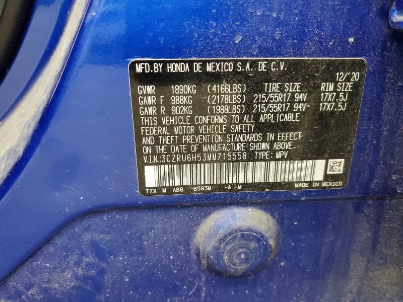 2021 HONDA HR-V EX 13