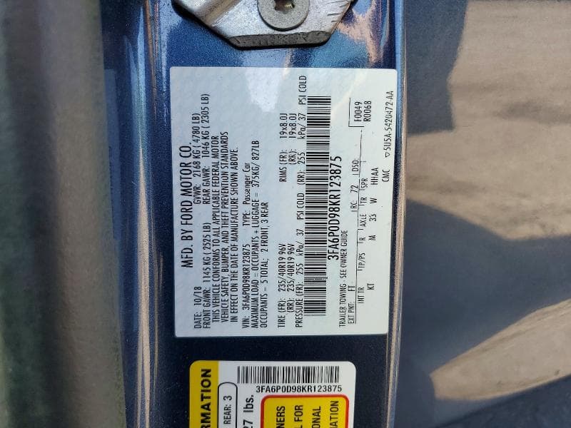 2019 FORD FUSION TITANIUM 12