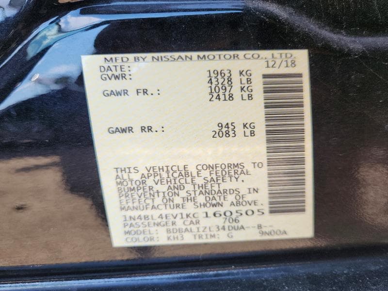 2019 NISSAN ALTIMA SL 12