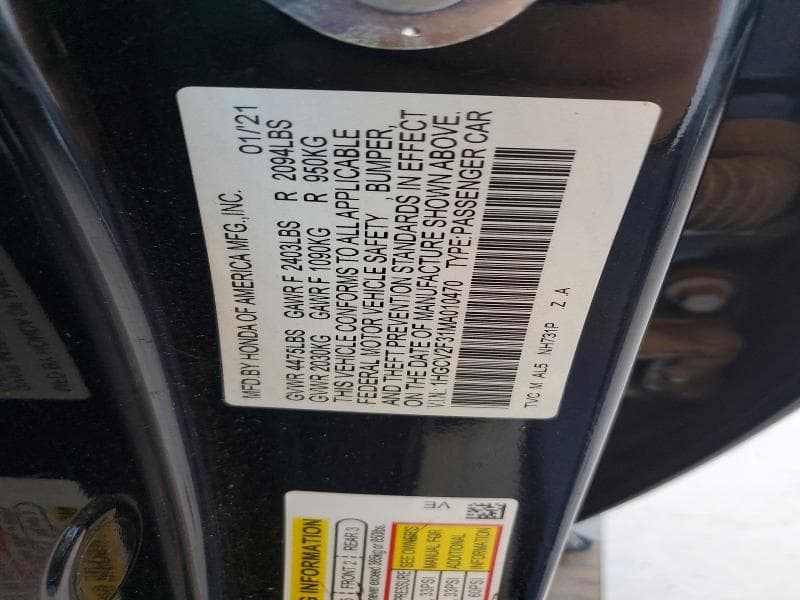 2021 HONDA ACCORD SPORT 13