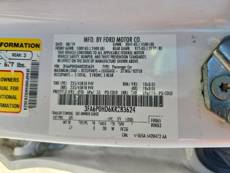 2019 FORD FUSION SE 12