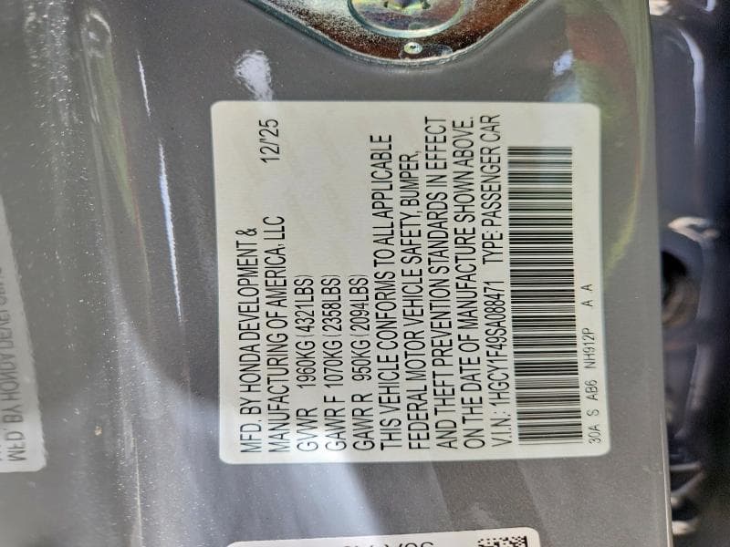 2025 HONDA ACCORD SE 12