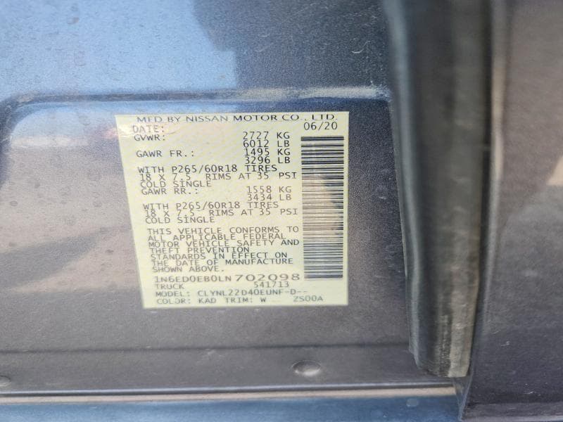 2020 NISSAN FRONTIER SV 12