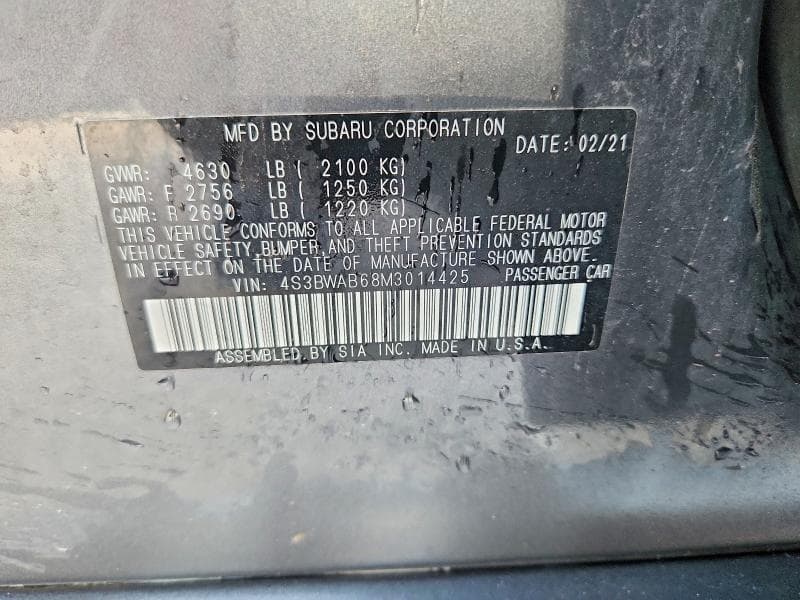 2021 SUBARU LEGACY 12