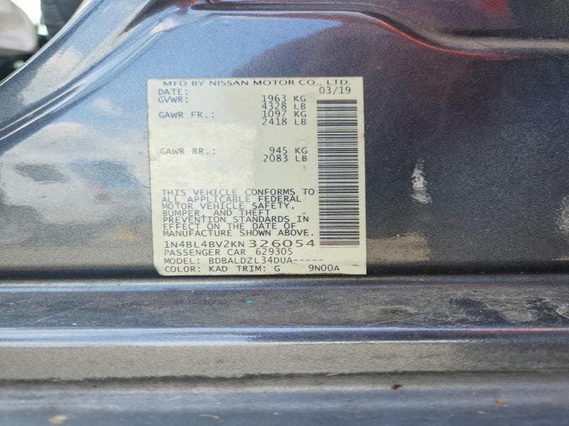 2019 NISSAN ALTIMA S 12