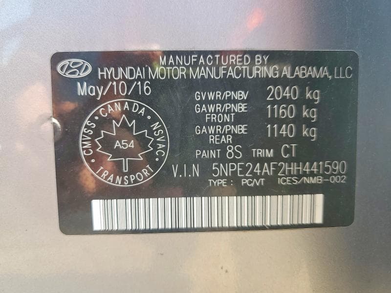 2017 HYUNDAI SONATA SE 12