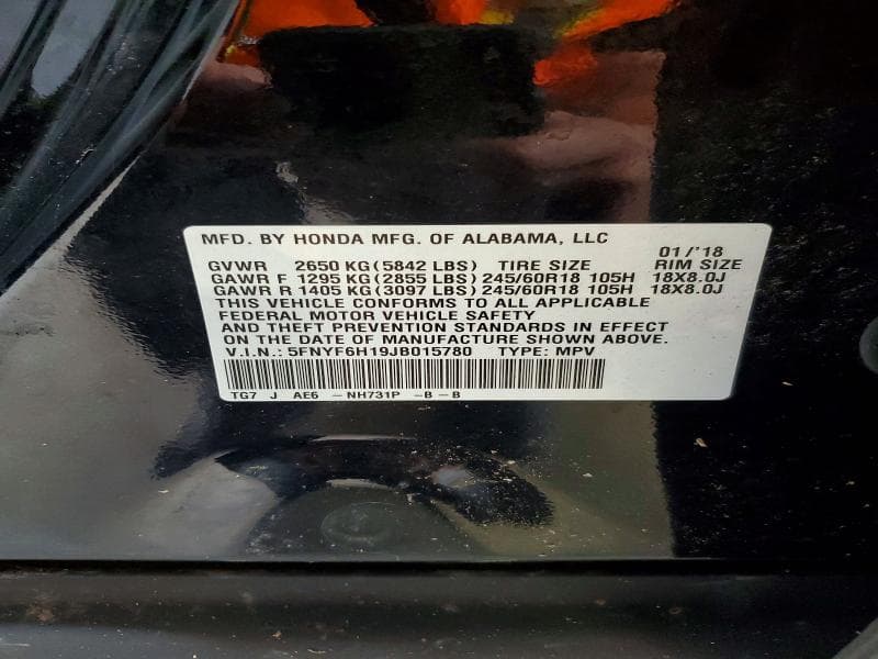 2018 HONDA PILOT LX 13