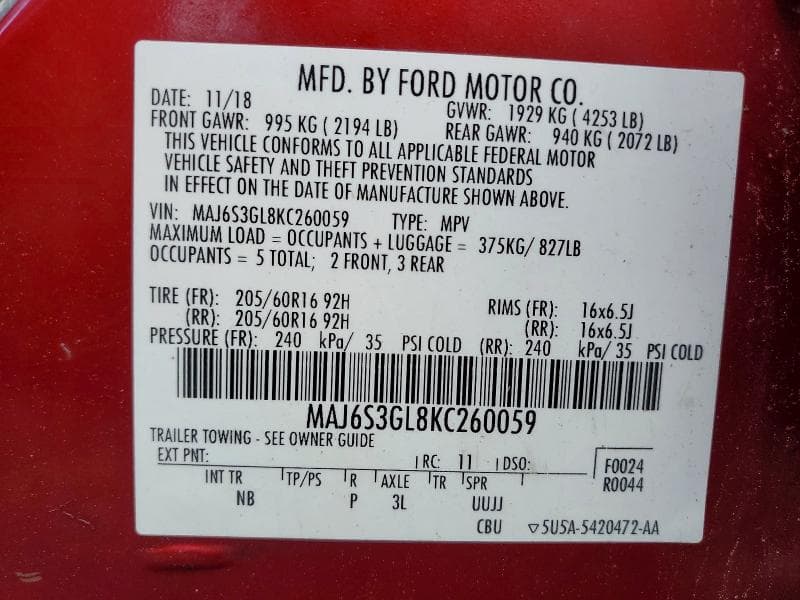 2019 FORD ECOSPORT SE 14