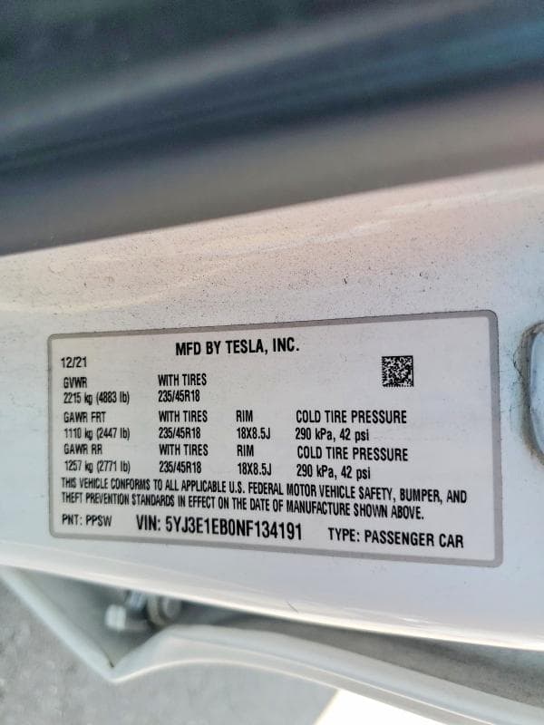 2022 TESLA MODEL 3 13