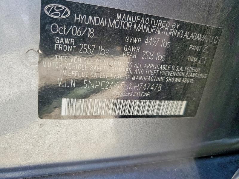 2019 HYUNDAI SONATA SE 12