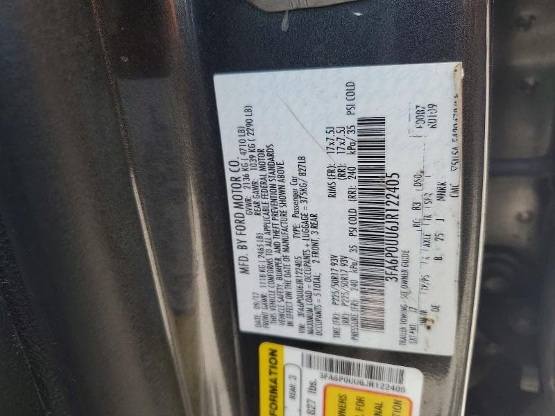 2018 FORD FUSION S HYBRID 12