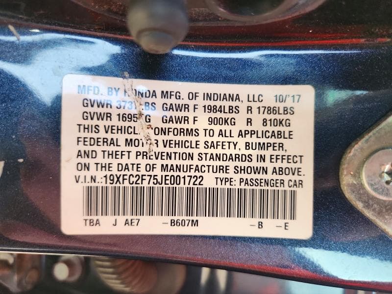2018 HONDA CIVIC EX 12