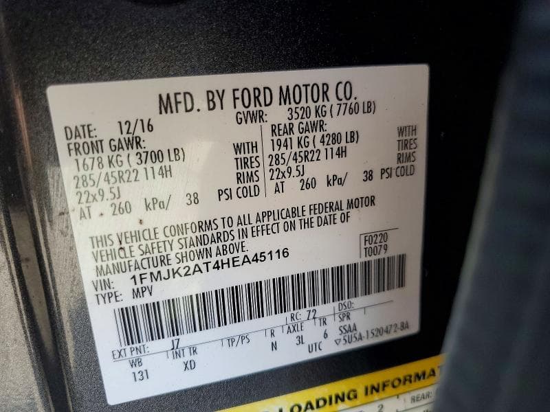 2017 FORD EXPEDITION EL LIMITED 12