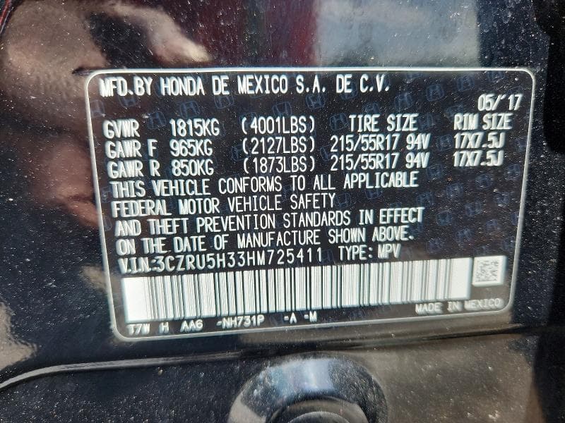 2017 HONDA HR-V LX 14