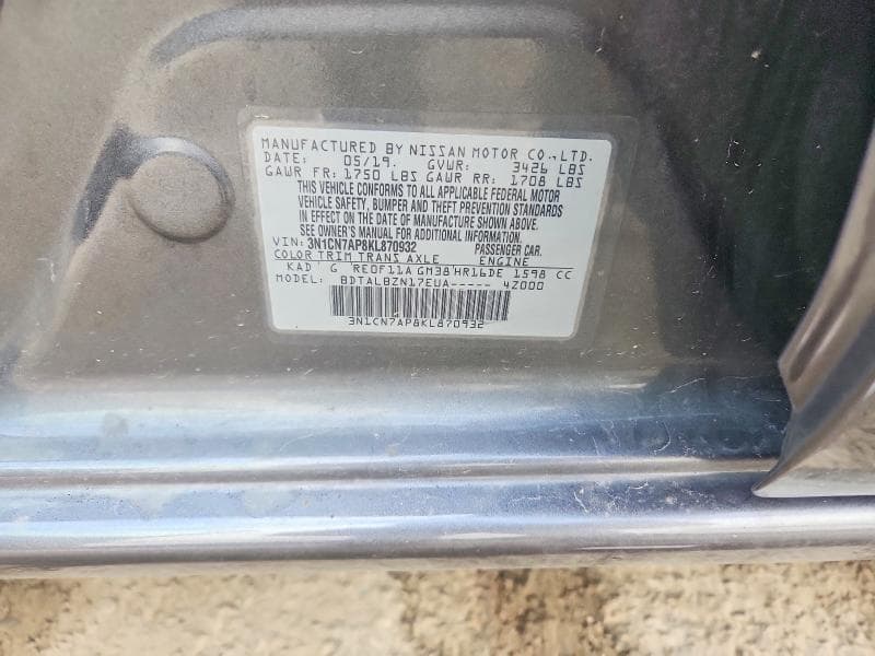 2019 NISSAN VERSA SV 12