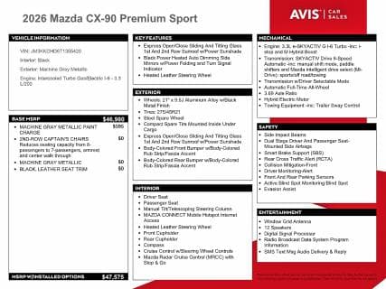 2026 MAZDA CX-90 PREMIUM SPORT 12