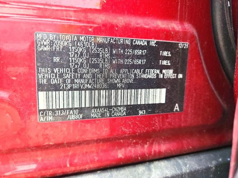 2021 TOYOTA RAV4 XLE 12