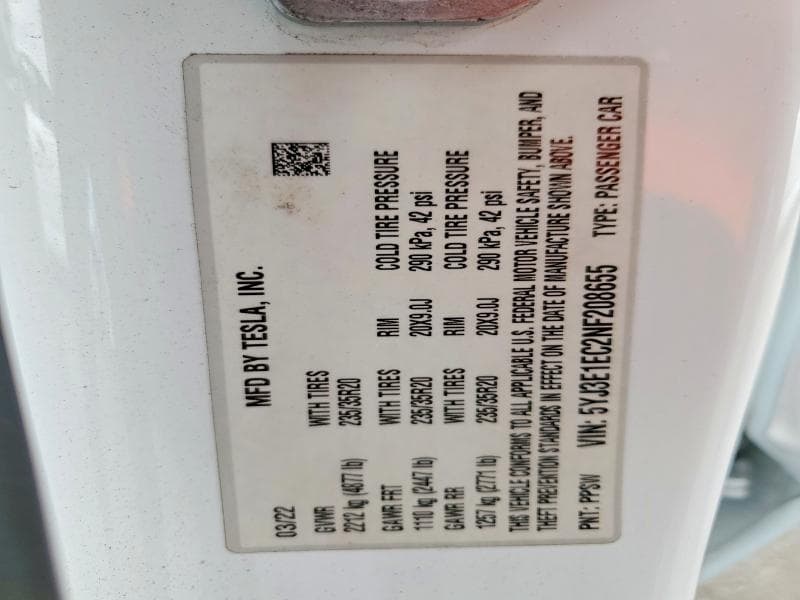 2022 TESLA MODEL 3 12