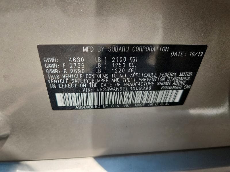 2020 SUBARU LEGACY LIMITED 12