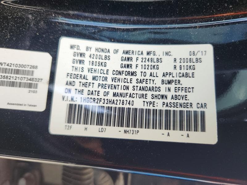 2017 HONDA ACCORD LX 13