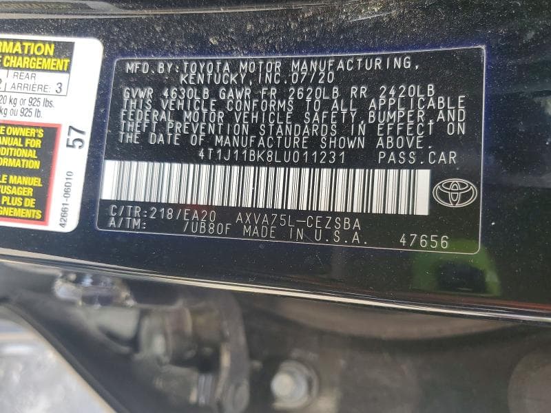2020 TOYOTA CAMRY SE 12