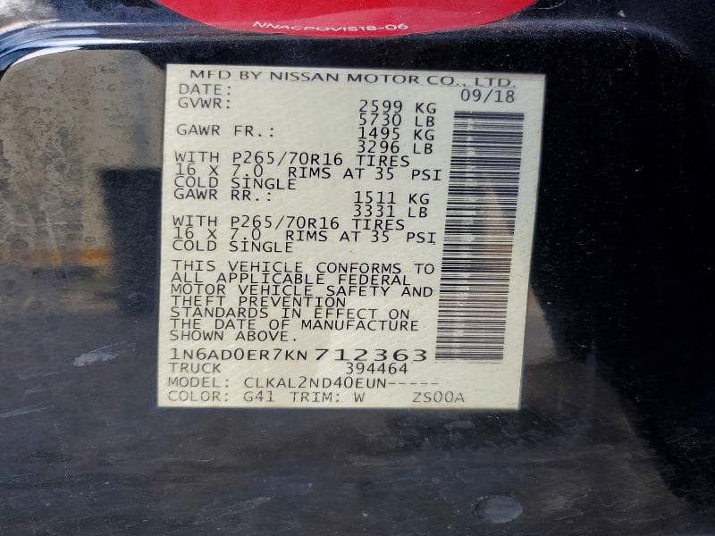 2019 NISSAN FRONTIER SV 12