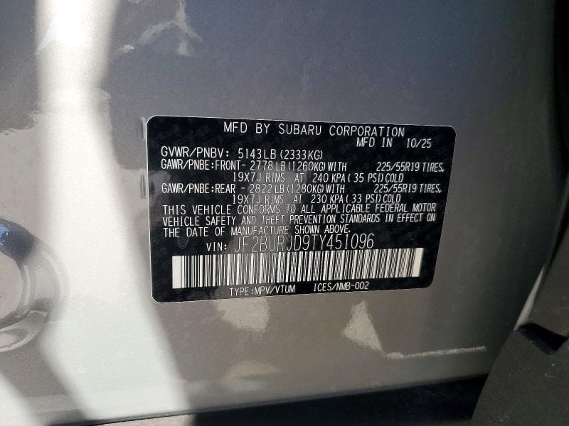2026 SUBARU OUTBACK TOURING XT 13