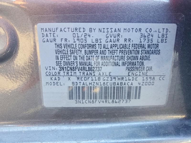 2024 NISSAN VERSA SR 12