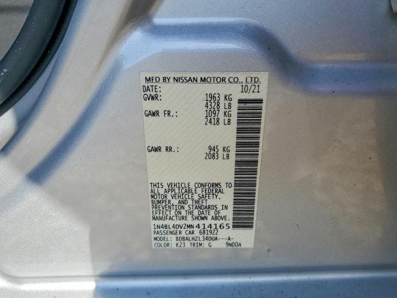 2021 NISSAN ALTIMA SV 12