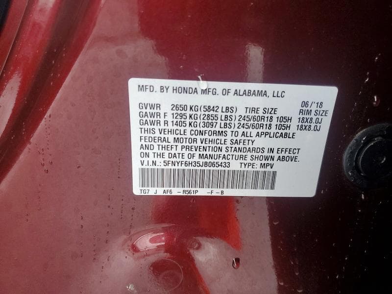 2018 HONDA PILOT EX 13
